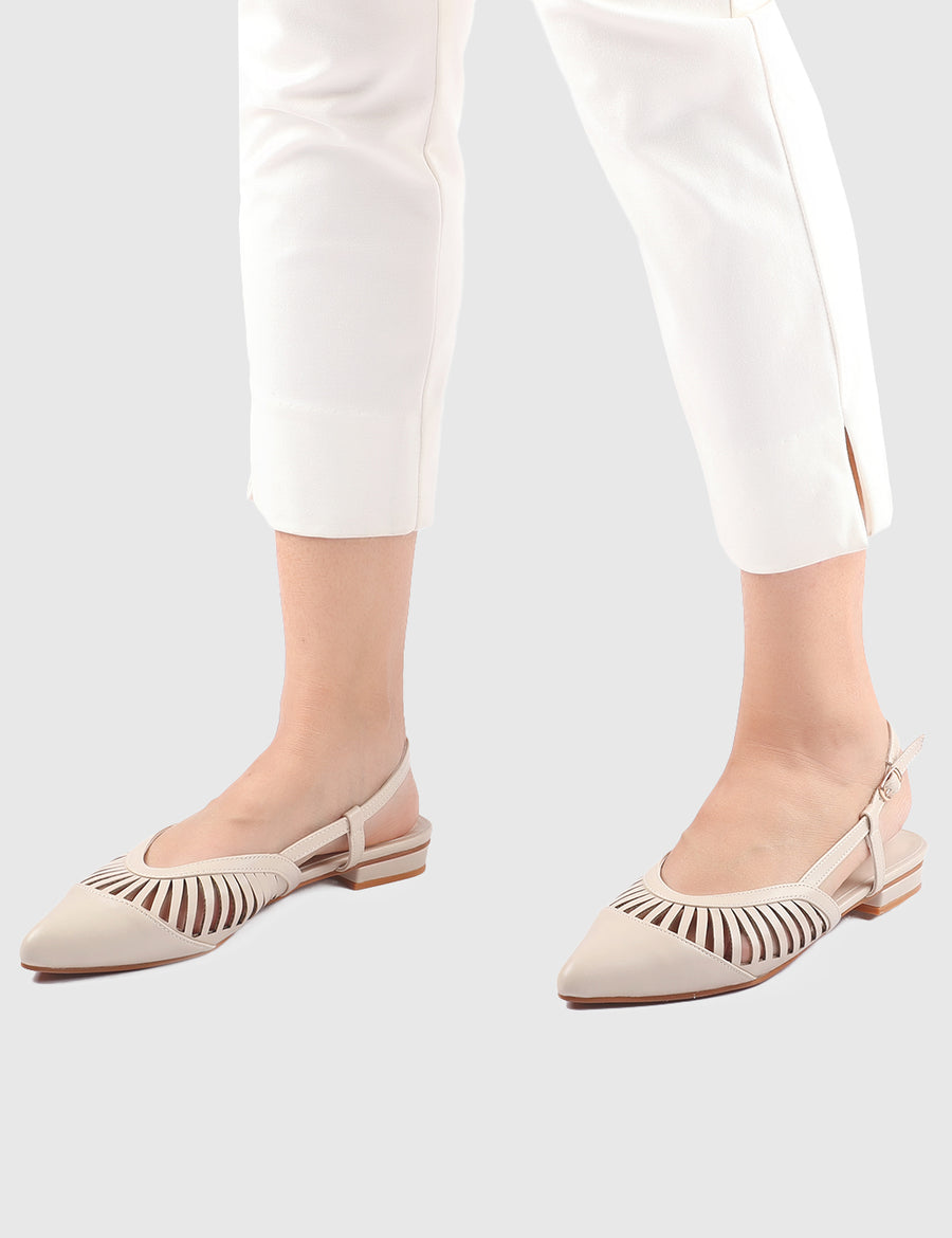 Cecilia Pointed Toe Ballerina & Flats (White)