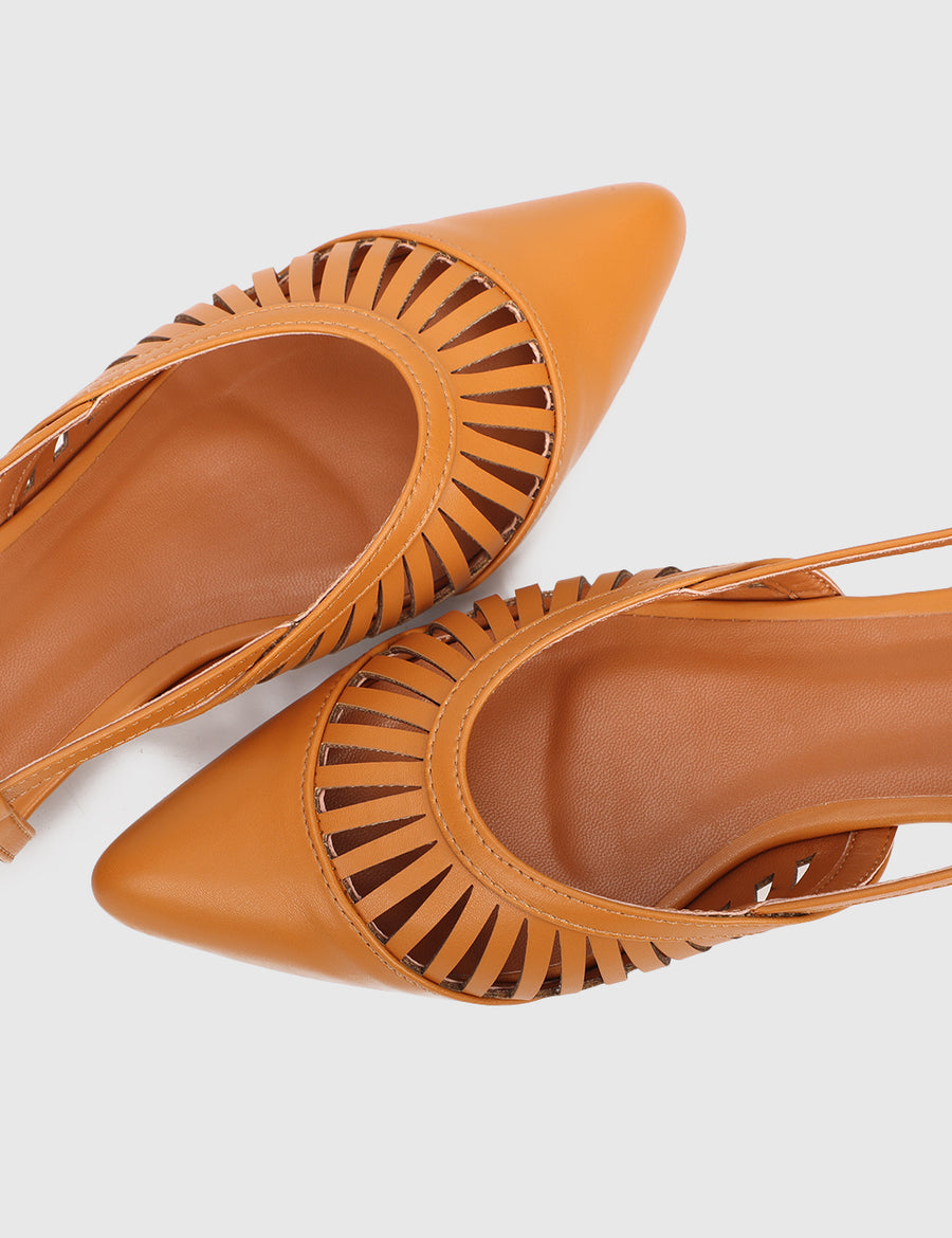 Cecilia Pointed Toe Ballerina & Flats (Dark Orange)
