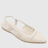 Kym Pointed Toe Flats (White)