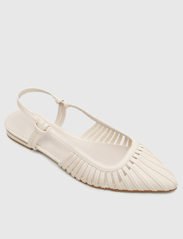 Kym Pointed Toe Flats (White)