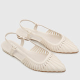 Kym Pointed Toe Flats (White)
