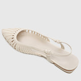 Kym Pointed Toe Flats (White)