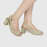24 Karat Square Toe Heels (Dark Sea Green)