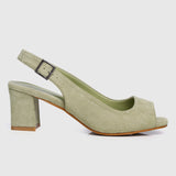 24 Karat Square Toe Heels (Dark Sea Green)