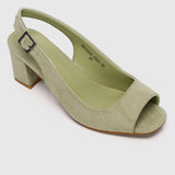 24 Karat Square Toe Heels (Dark Sea Green)
