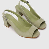 24 Karat Square Toe Heels (Dark Sea Green)