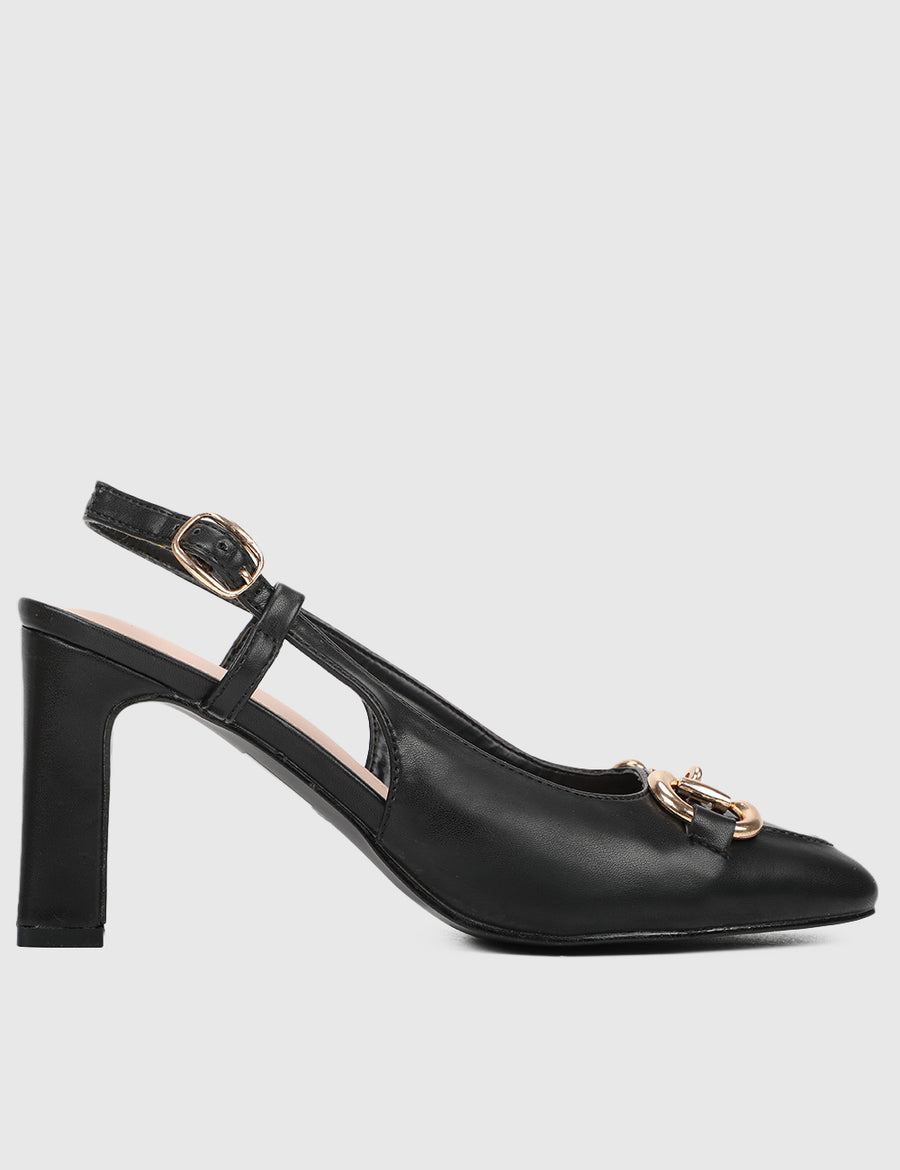 Burgundy Square Toe Heels (Black)