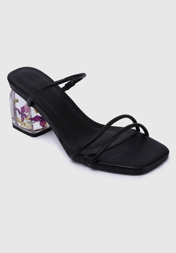 Ursula Floral Heels (Black)