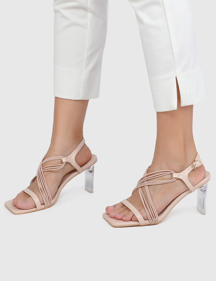 Christa Open Toe Heels (Blanched Almond)