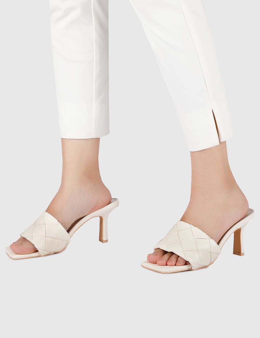 Callista Open Toe Heels (White)