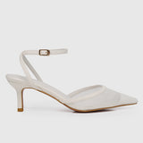 Brittany Pointed Toe Heels (White)