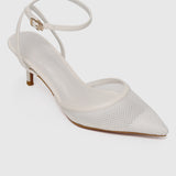 Brittany Pointed Toe Heels (White)