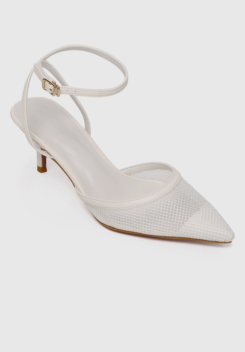 Brittany Pointed Toe Heels (White)