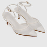 Brittany Pointed Toe Heels (White)