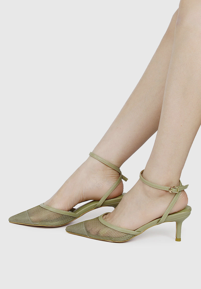 Brittany Pointed Toe Heels (Olive Drab)