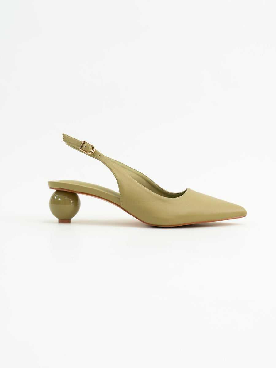 Carita Pointed Toe Heels (Olive Drab)
