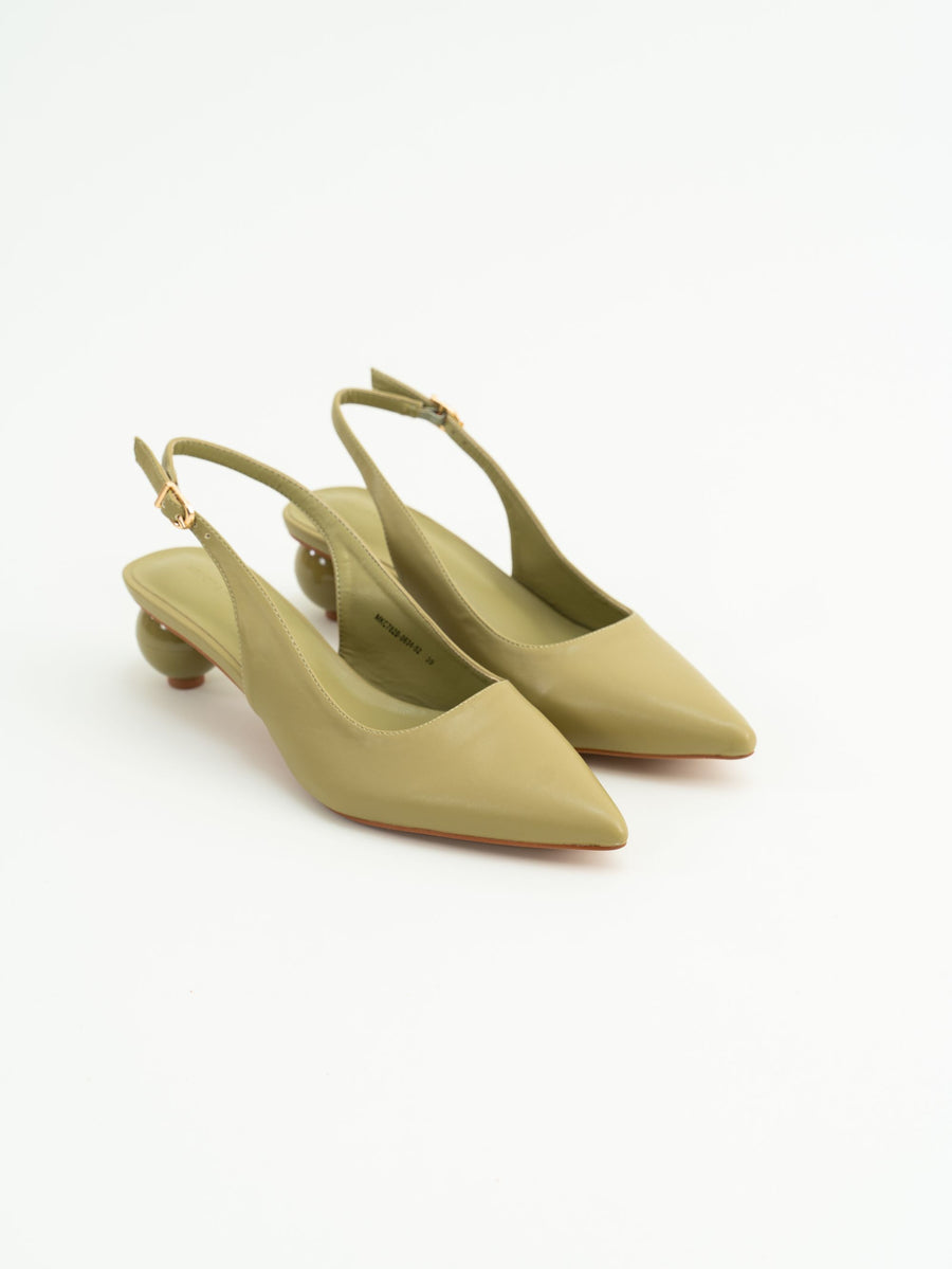 Carita Pointed Toe Heels (Olive Drab)