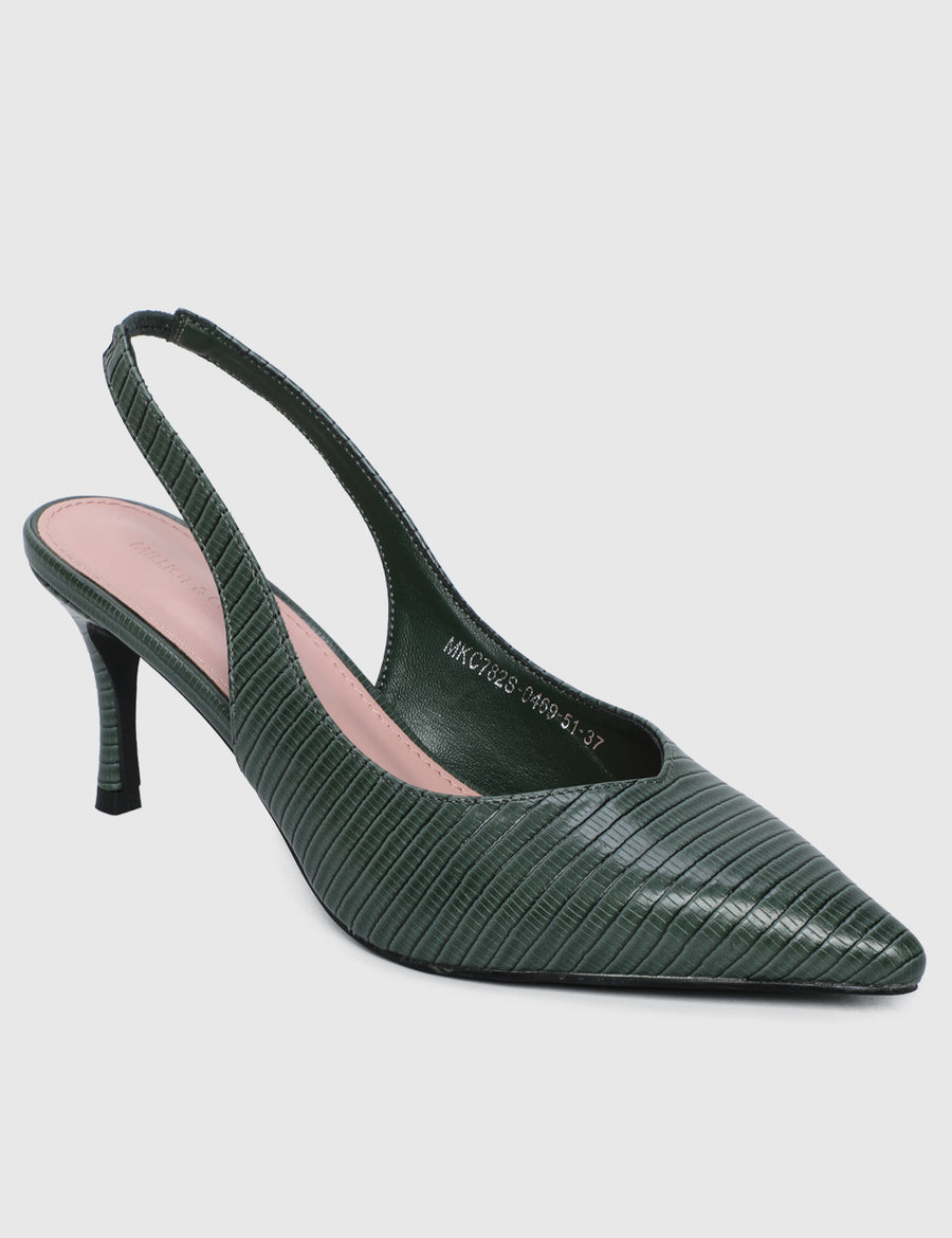 Faye Pointed Toe Heels (Dark Olive Green)