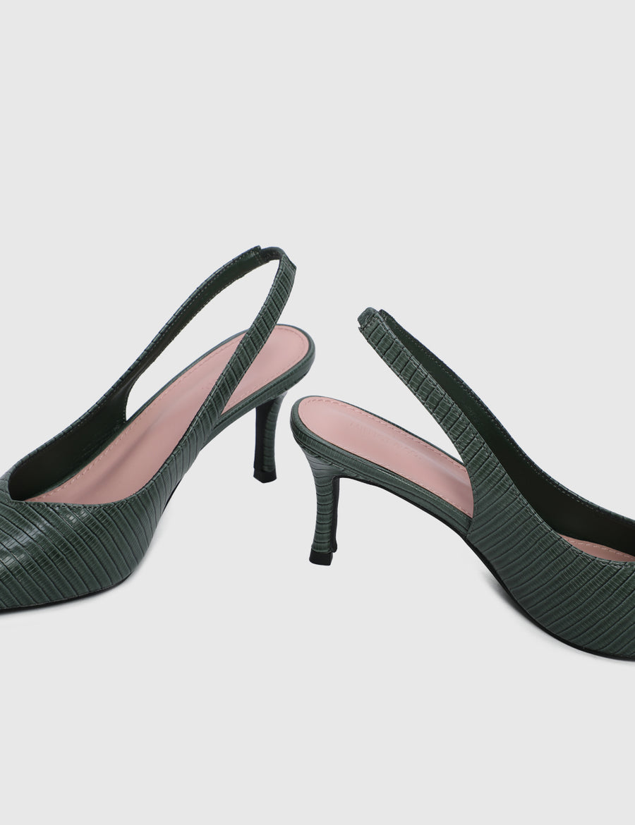 Faye Pointed Toe Heels (Dark Olive Green)