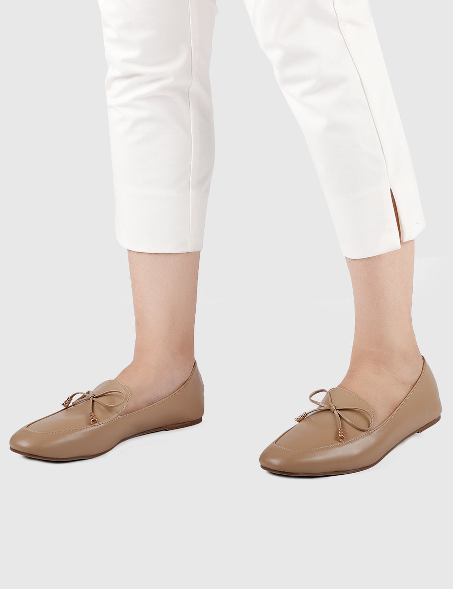 Enya Square Toe Loafers, Moccasins & Boat Shoes (Tortilla)