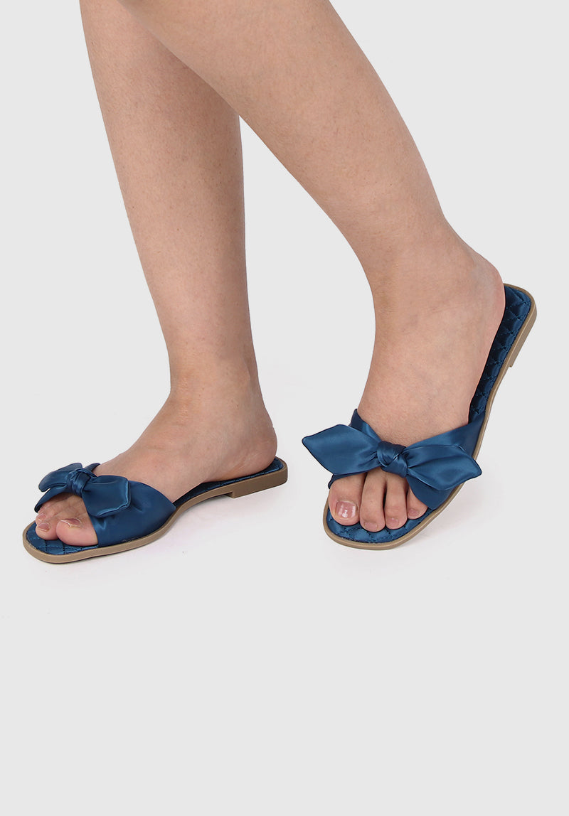Shantelle Open Toe Slide Sandals (Teal)