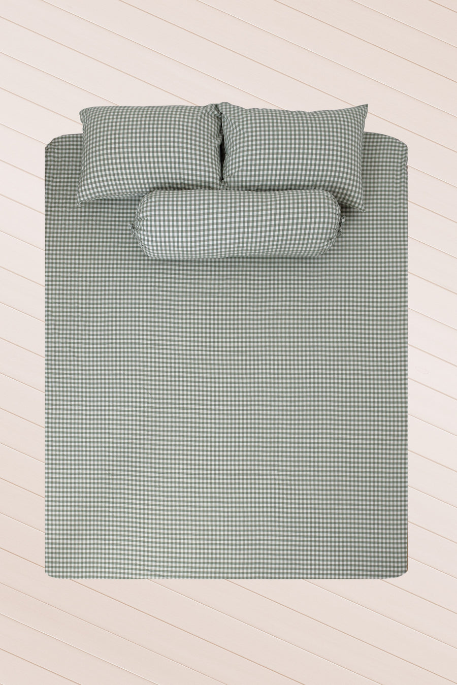 Elly Gingham K 4-pc Fitted Sheet Set (Dark Green)