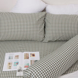 Elly Gingham SS 3-pc Fitted Sheet Set (Dark Green)