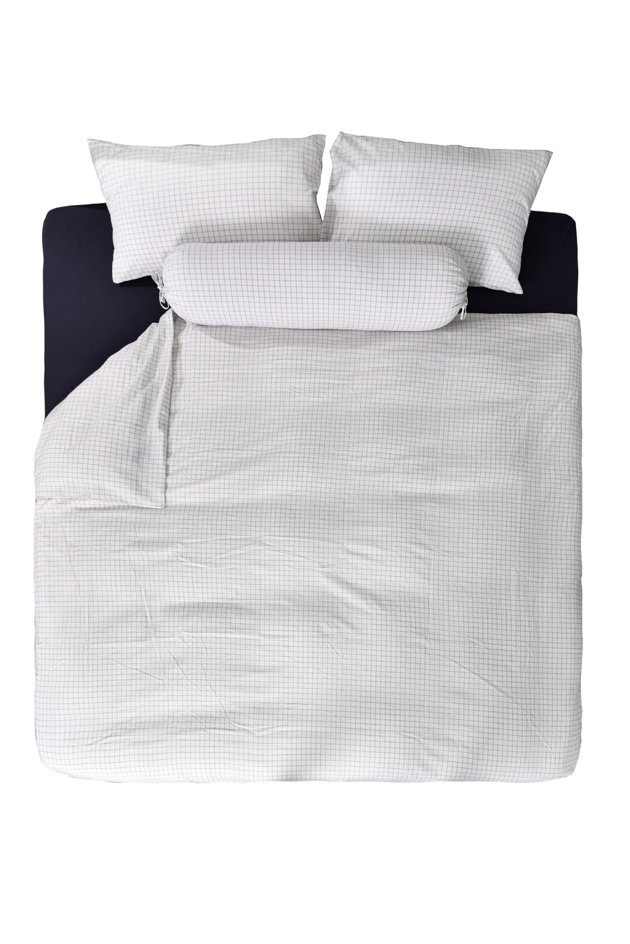 Danyl Checked Q 5-pc Quilt Cover Set (White)