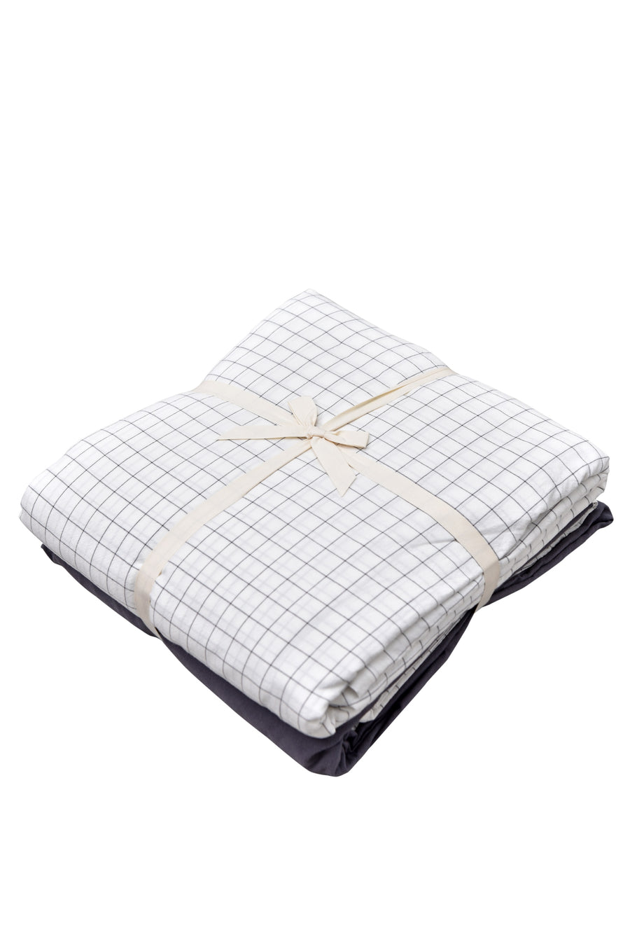 Danyl Checked Q 5-pc Quilt Cover Set (White)