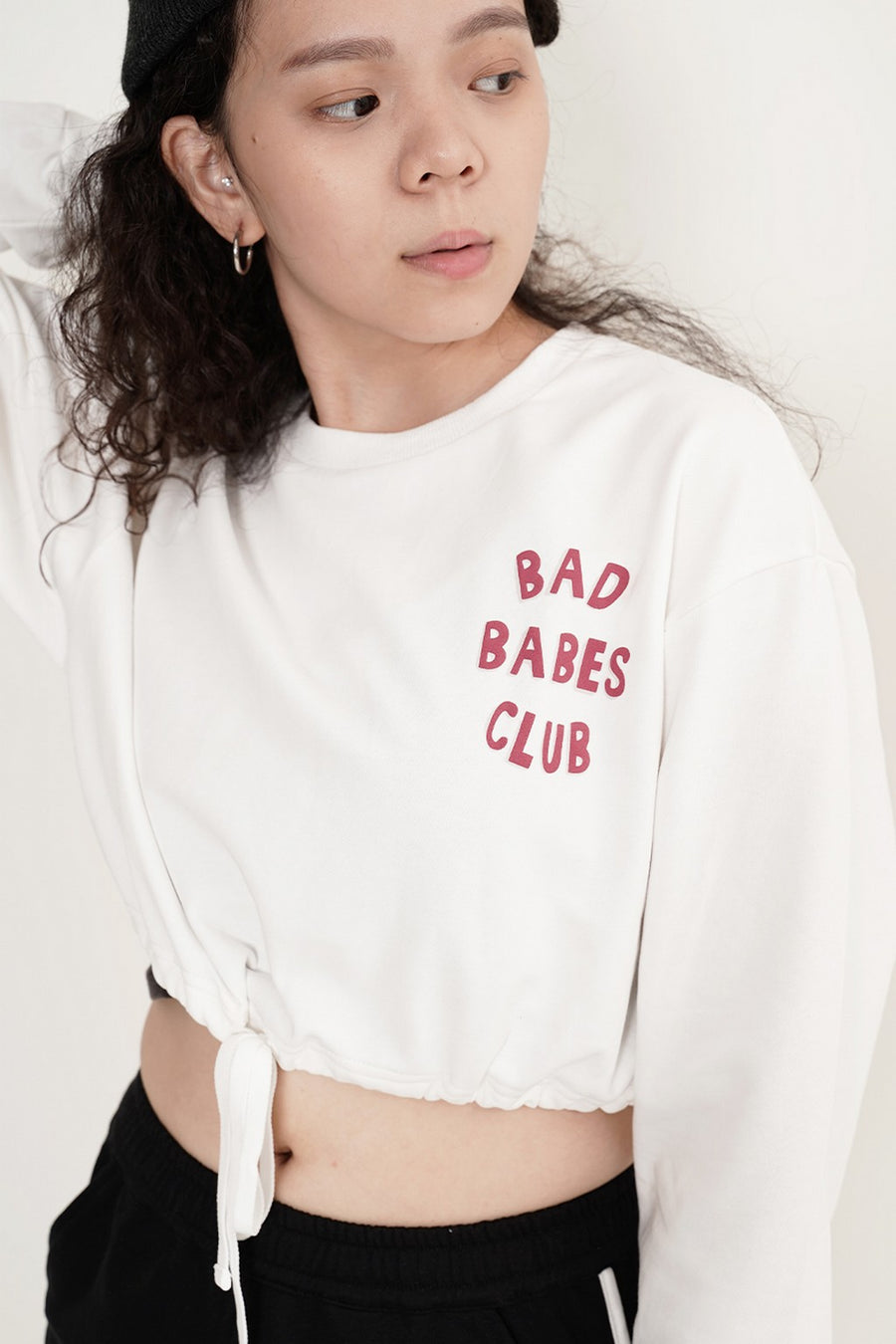 Bad Babes Club! Crop Top (White)