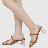 Disney Tinkerbell Gold Dust In The Air Open Toe Heels (Brown)
