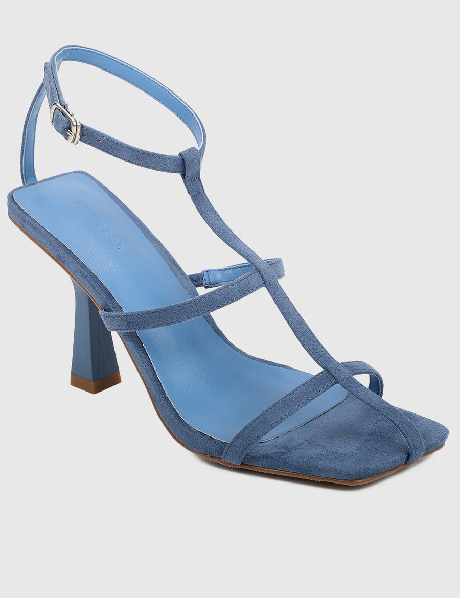 Stacee Open Toe Heels (Steel Blue)