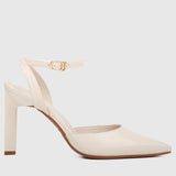 Jessye Pointed Toe Heels (White)