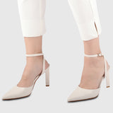 Jessye Pointed Toe Heels (White)