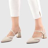 Gayle Pointed Toe Heels (White)