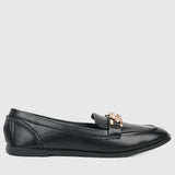 Moyna Rounded Toe Loafers, Moccasins & Boat Shoes (Black)