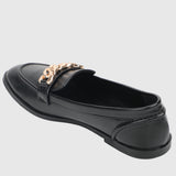 Moyna Rounded Toe Loafers, Moccasins & Boat Shoes (Black)