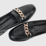 Moyna Rounded Toe Loafers, Moccasins & Boat Shoes (Black)