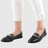 Moyna Rounded Toe Loafers, Moccasins & Boat Shoes (Black)