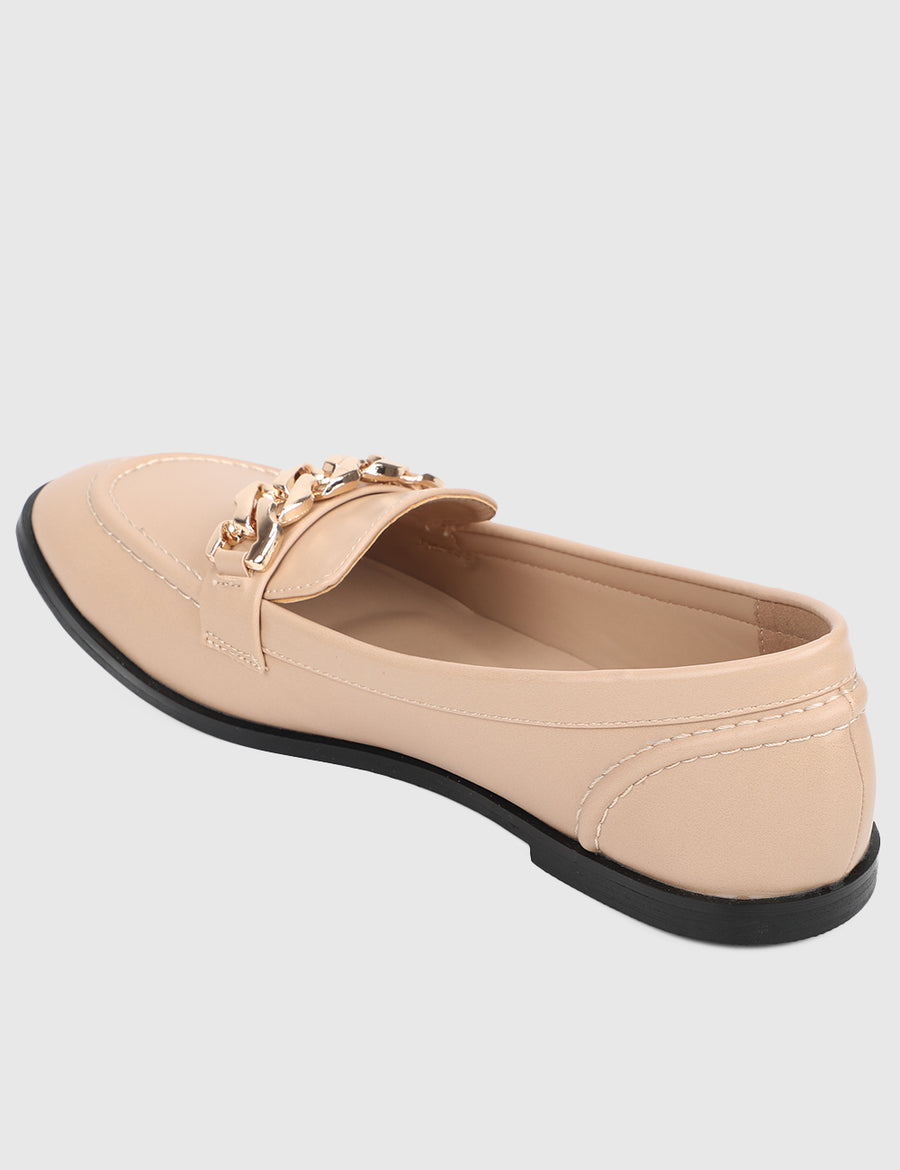 Moyna Rounded Toe Loafers, Moccasins & Boat Shoes (Nude)