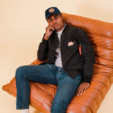 Aviator Long Sleeve Bomber Jacket (Black)
