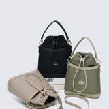 Nurita Harith Nael Drawstring Bucket Bag (Dark Sea Green)