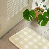 Grid Print Diatomite Bath Mat (Green)
