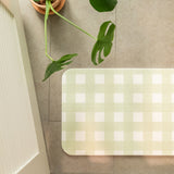 Grid Print Diatomite Bath Mat (Green)