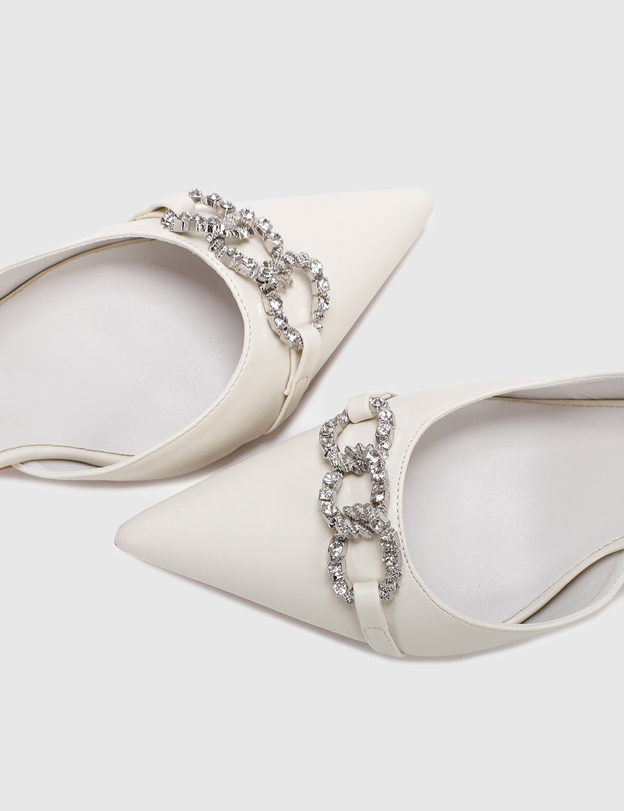 Angie Pointed Toe Heels (White)