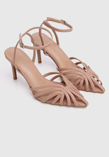 Mariah Open Toe Heels (Brown)