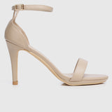 Lindsay Open Toe Heels (Tan)