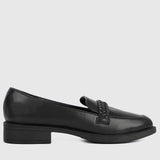 Thalia Rounded Toe Loafers, Moccasins & Boat Shoes (Black)