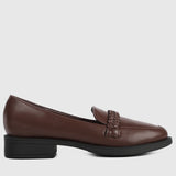 Thalia Rounded Toe Loafers, Moccasins & Boat Shoes (Brown)