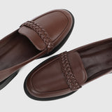 Thalia Rounded Toe Loafers, Moccasins & Boat Shoes (Brown)